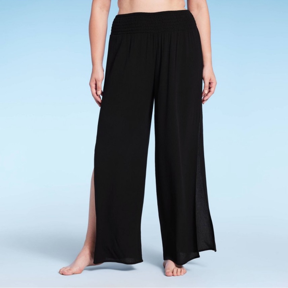 Women’s Smocked Waist Side Slit Cover Up Pants - Kona Sol - Large